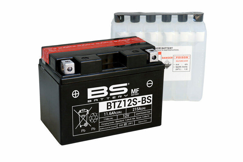 Batería BS BATTERY sin mantenimiento con pack de ácido BTZ12S-BS