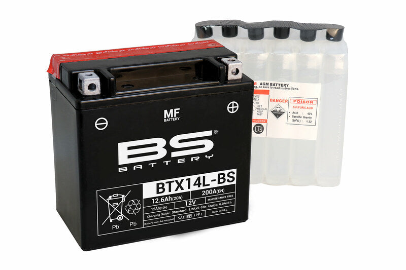 Batería BS BATTERY BTX14L-BS sin mantenimiento con pack de electrolito