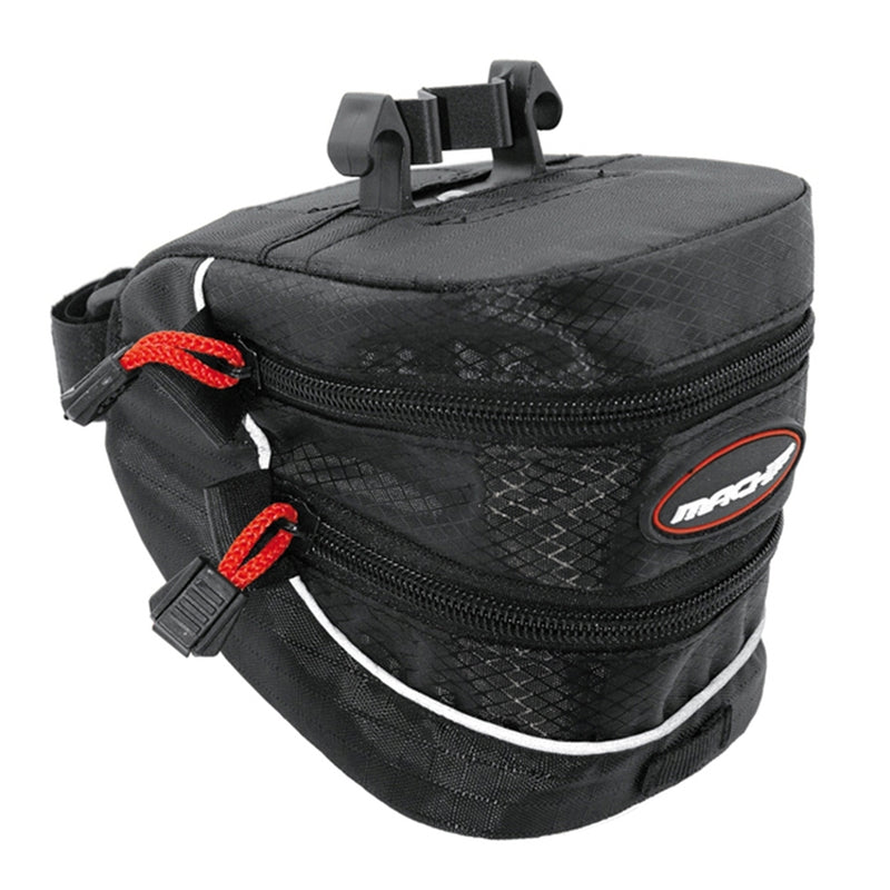 Bolsa bajo sillín de bicicleta MACH Oversize. Anclaje rápido. 2 cremalleras.