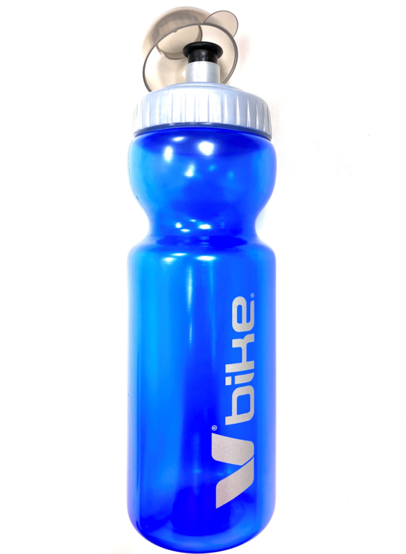 Bidón bicicleta V BIKE - 700ml azul transparente con tapa antibarro