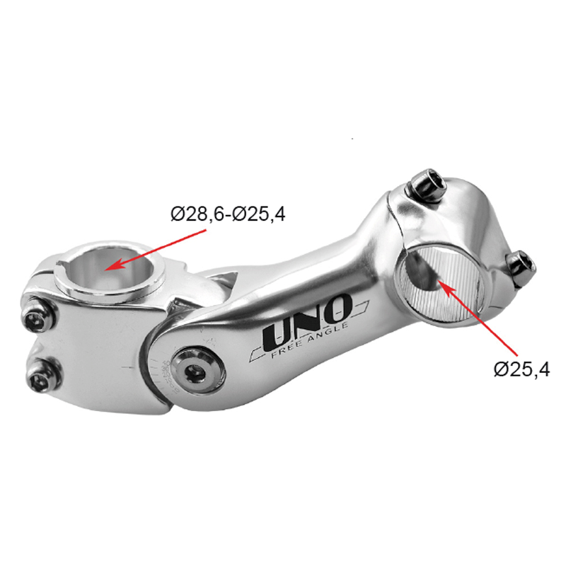 Potencia para bicicleta -10° / 40° UNO - 110 mm plata