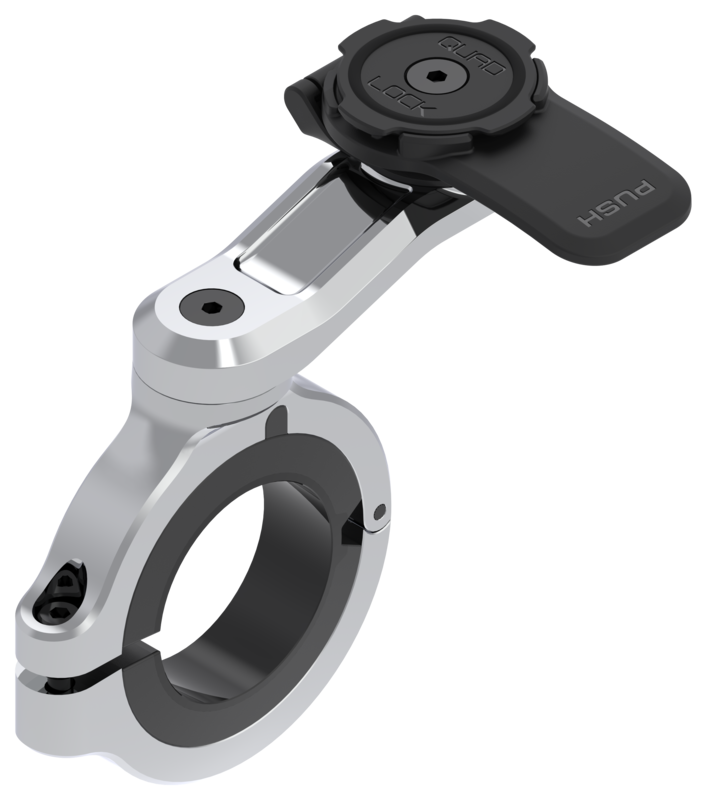 Soporte de smartphone para manillar QUAD LOCK Pro Chrome - Largo para manillares FATBAR / Special CUSTOM