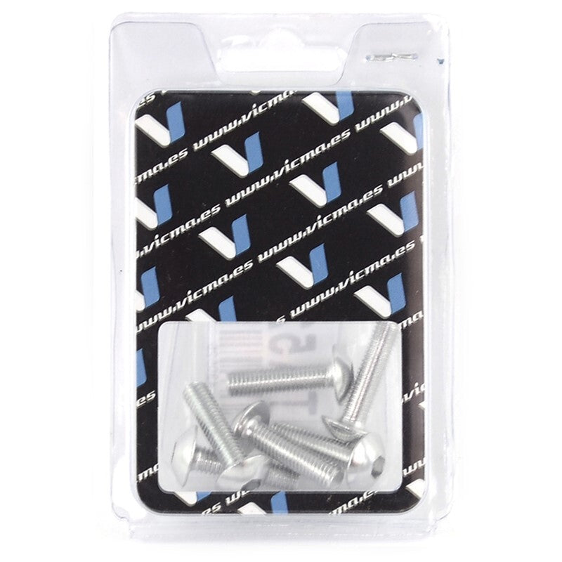 Kit 6 tornillos allen c/alomada M5x20mm. Plata