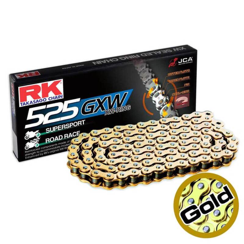 Cadena RK GB525GXW con 104 eslabones oro