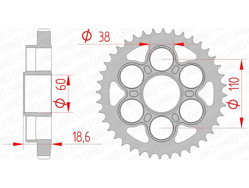 Corona AFAM acero estándar 50900 - Paso 530