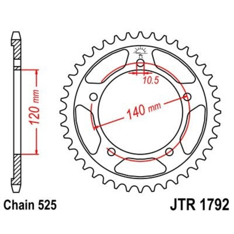 Corona JT 1792 de zinc negro con 47 dientes