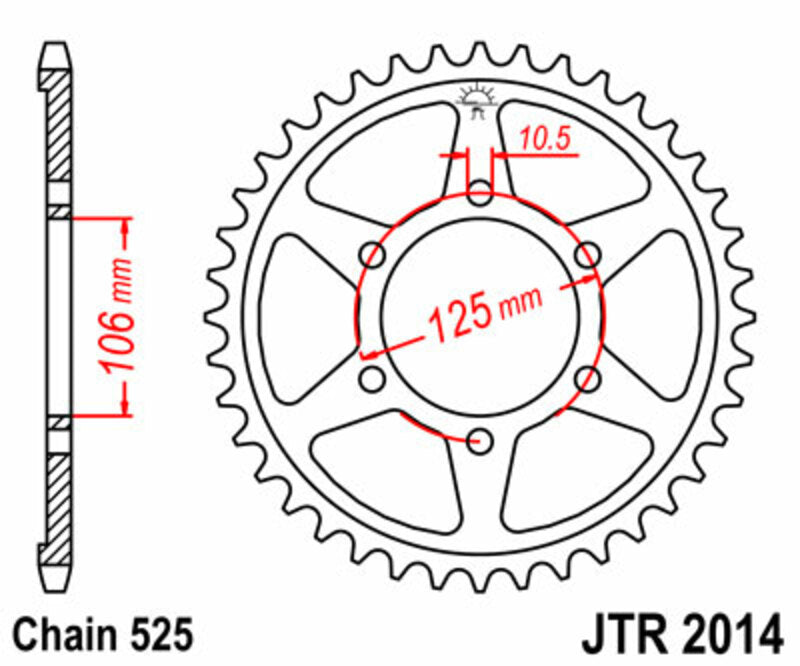 Corona JT SPROCKETS acero estándar 2014 - Paso 525