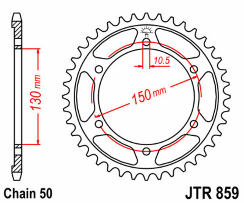 Corona JT SPROCKETS acero estándar 859 - Paso 530