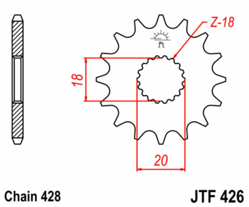 Piñon JT 426 de acero con 13 dientes