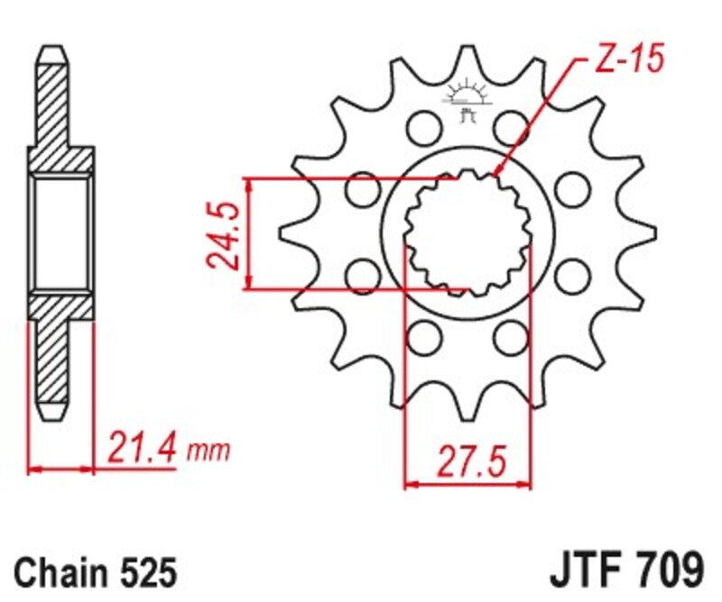 Piñón JT 709 de acero con 16 dientes