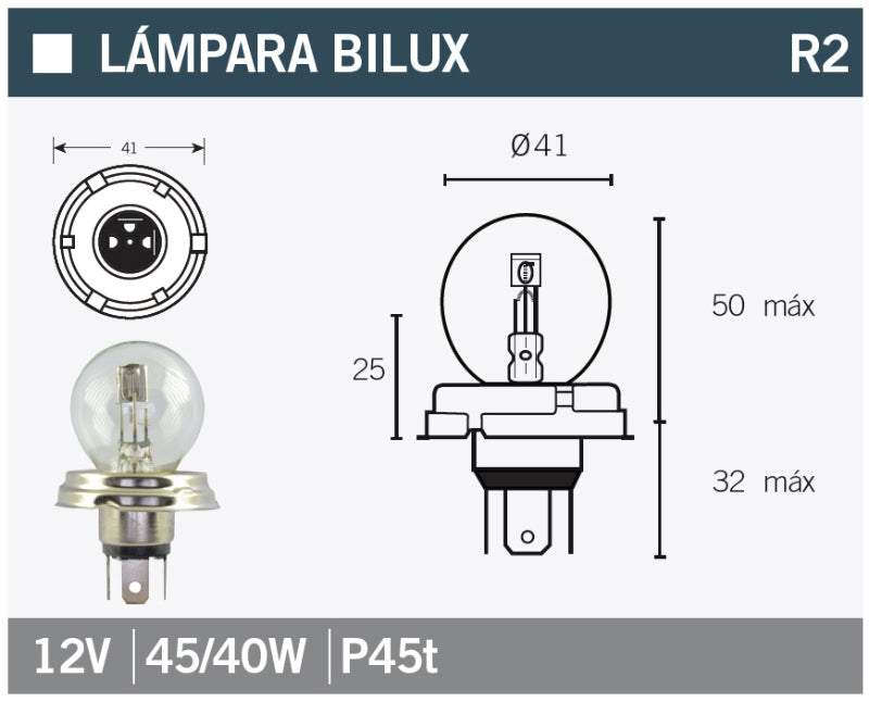 LAMPARA BILUX 12V45/40W
