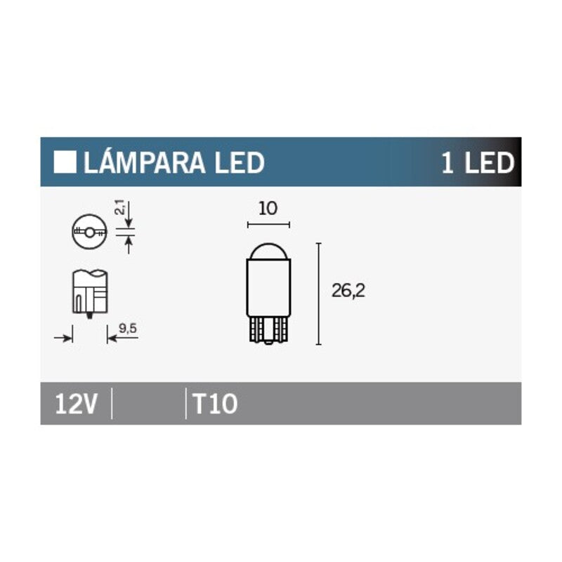 Caja de 10 lámparas 1LED T10