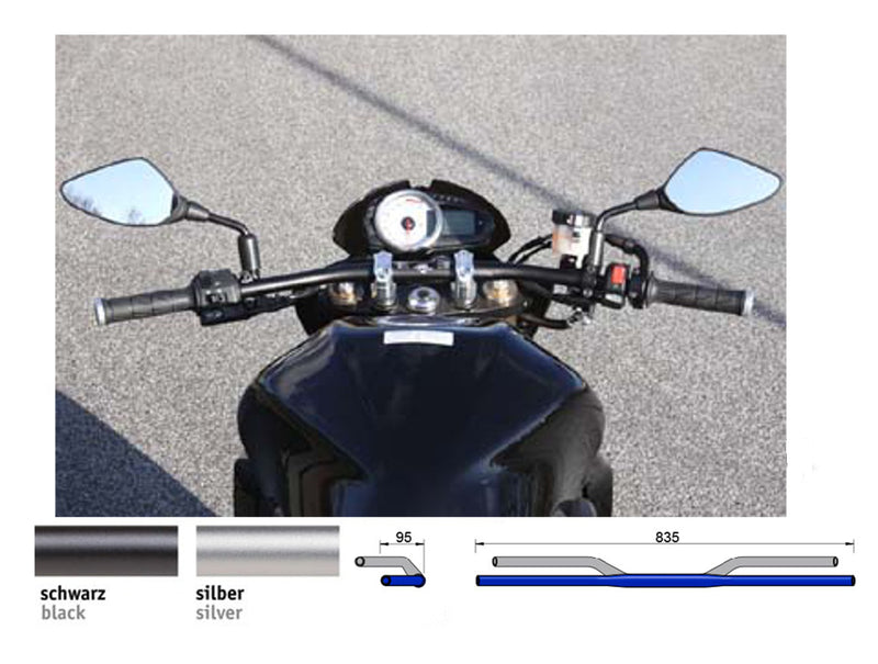 Manillar aluminio LSL X-Bar XD2 negro perlado Ø28,6 - 835mm