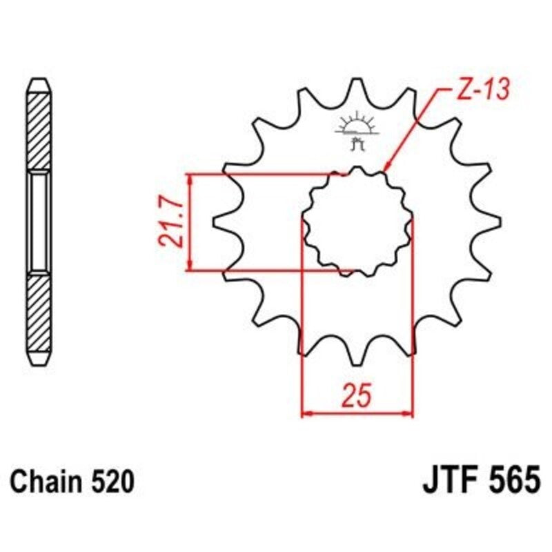 Piñón JT 565 de acero con 13 dientes