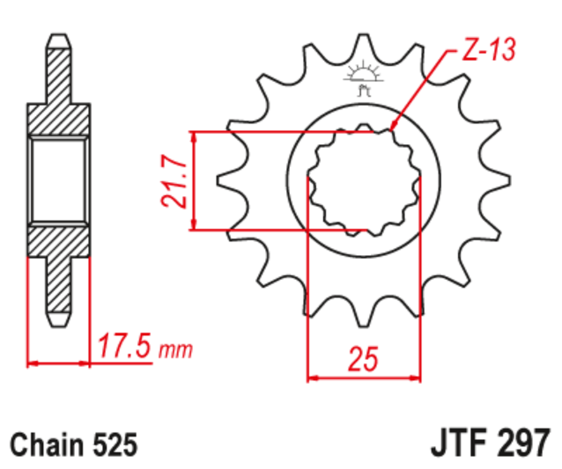 Piñón con goma anti-ruido JT SPROCKETS acero 297 - 525